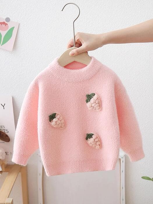 子ども服 子どもニットイチゴの刺繍プルオーバー