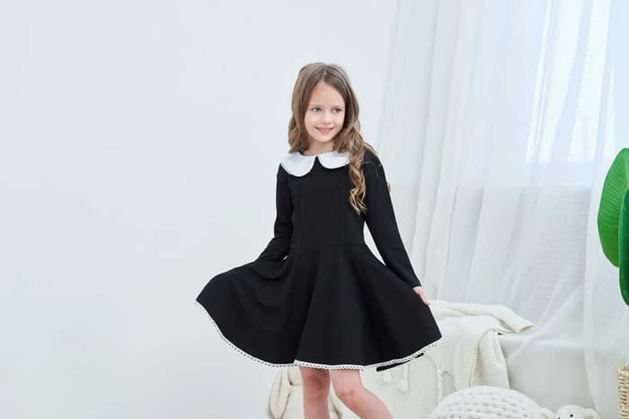 ピアノ発表会 結婚式用 子どもドレス ワンピース ブラックスカート カジュアルスタイル