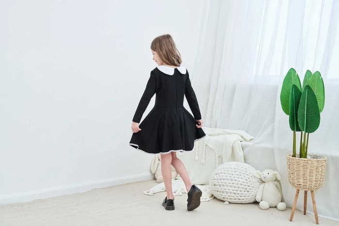 ピアノ発表会 結婚式用 子どもドレス ワンピース ブラックスカート カジュアルスタイル