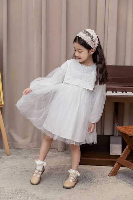 ピアノ発表会 結婚式用 子どもドレス コットンエンブロイダリードレス