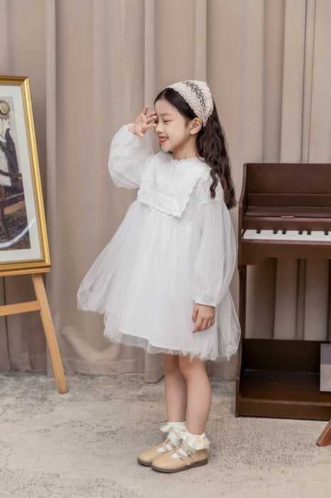 ピアノ発表会 結婚式用 子どもドレス コットンエンブロイダリードレス