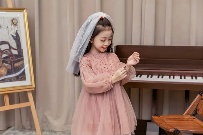 ピアノ発表会 結婚式用 子どもドレス コットンエンブロイダリードレス