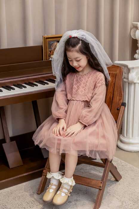 ピアノ発表会 結婚式用 子どもドレス コットンエンブロイダリードレス