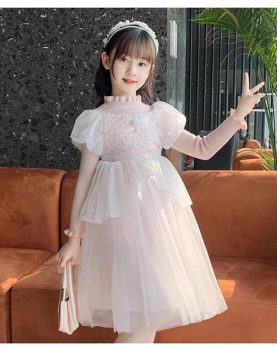 ピアノ発表会 結婚式用 子どもドレス シフォンニットドレス