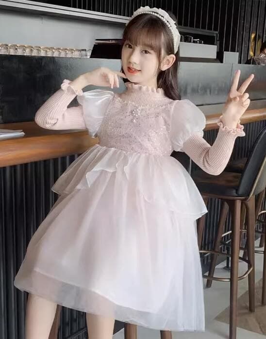 ピアノ発表会 結婚式用 子どもドレス シフォンニットドレス