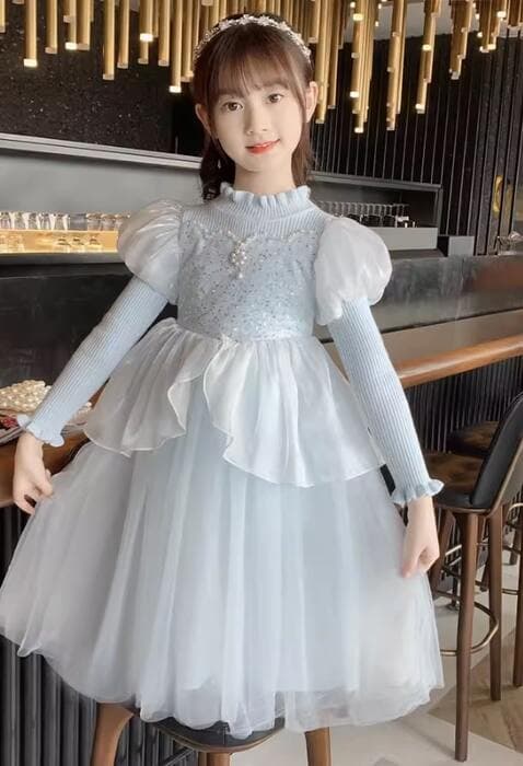 ピアノ発表会 結婚式用 子どもドレス シフォンニットドレス