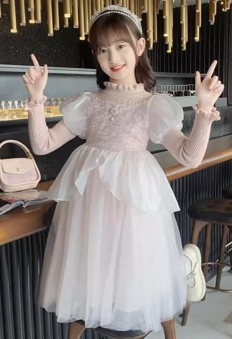 ピアノ発表会 結婚式用 子どもドレス シフォンニットドレス