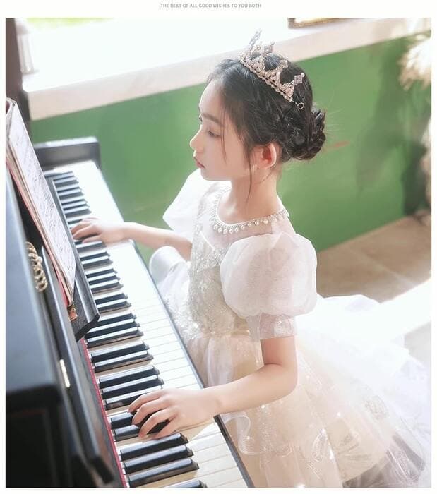 ピアノ発表会 結婚式用 子どもドレス プリンセスパフスリーブドレス