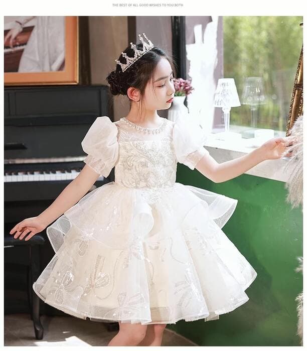 ピアノ発表会 結婚式用 子どもドレス プリンセスパフスリーブドレス