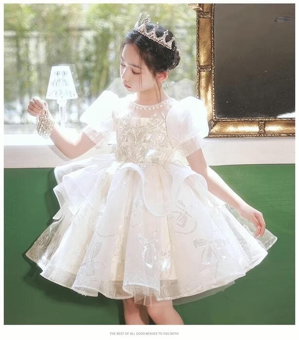 ピアノ発表会 結婚式用 子どもドレス プリンセスパフスリーブドレス