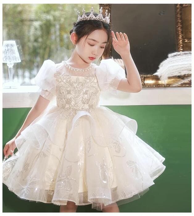 ピアノ発表会 結婚式用 子どもドレス プリンセスパフスリーブドレス