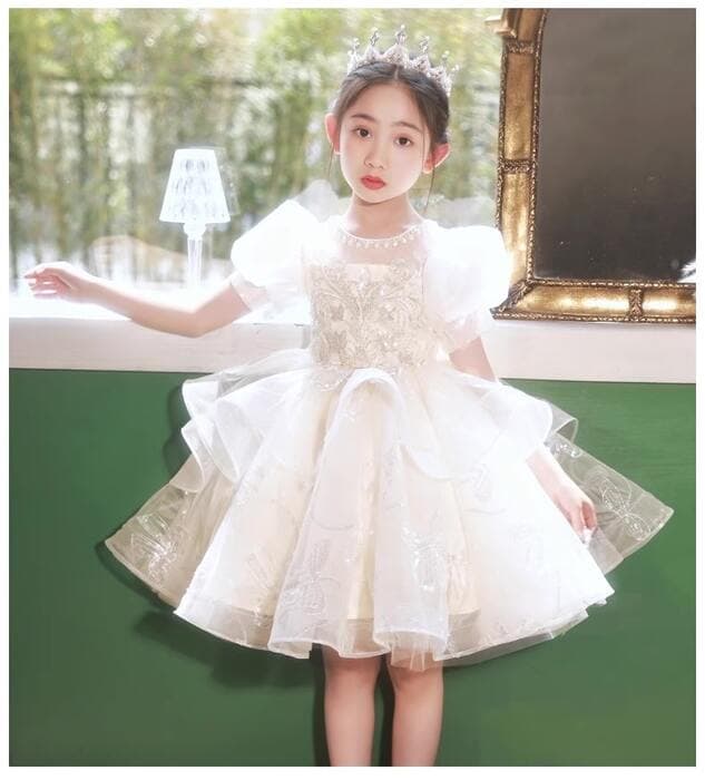 ピアノ発表会 結婚式用 子どもドレス プリンセスパフスリーブドレス