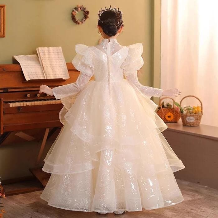 ピアノ発表会 結婚式用 子どもドレス フリルシフォンロングドレス