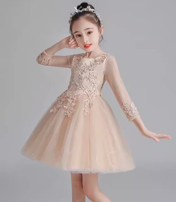 ピアノ発表会 結婚式用 子どもドレス チュールシフォンフラワーミニドレス
