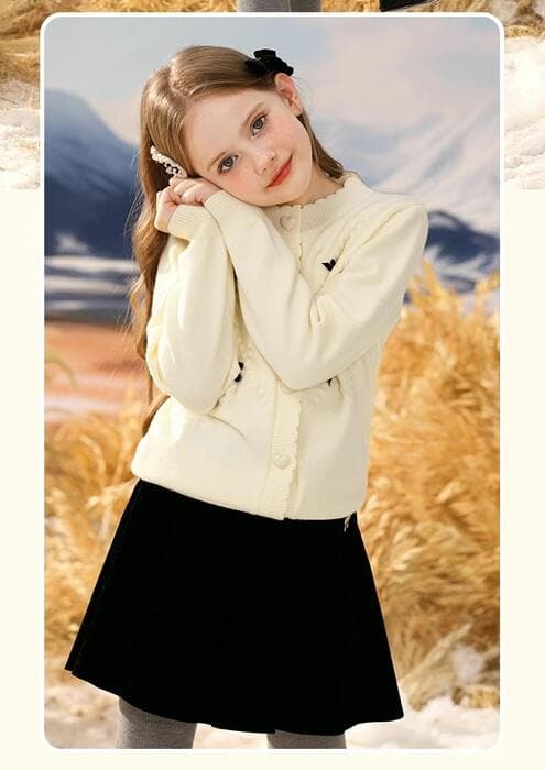 子ども服 子どもレースネックニットカーディガン