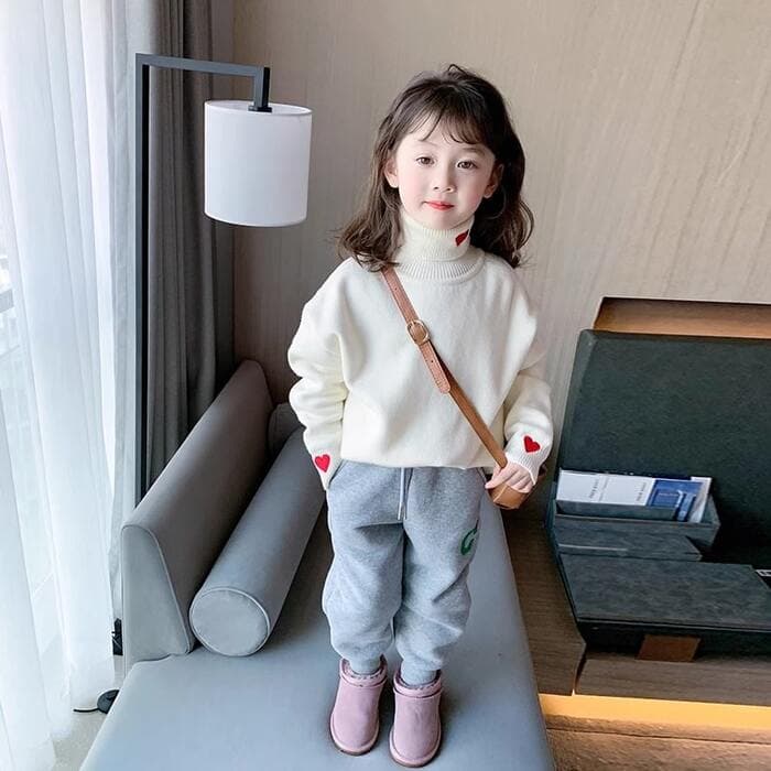子ども服 子どもハートタートルネックニット