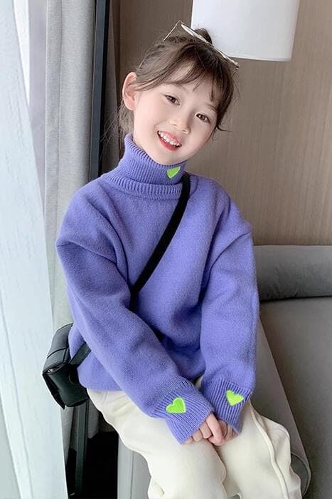 子ども服 子どもハートタートルネックニット