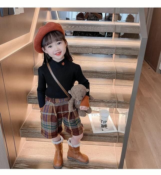 子ども服 子どもハートモックネックニット
