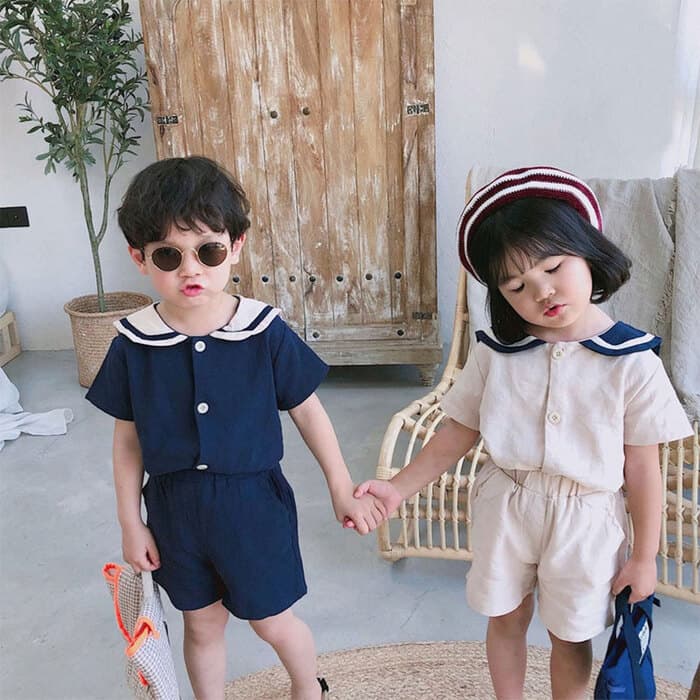 子ども服 子どもドレス コットンマリンセットアップ