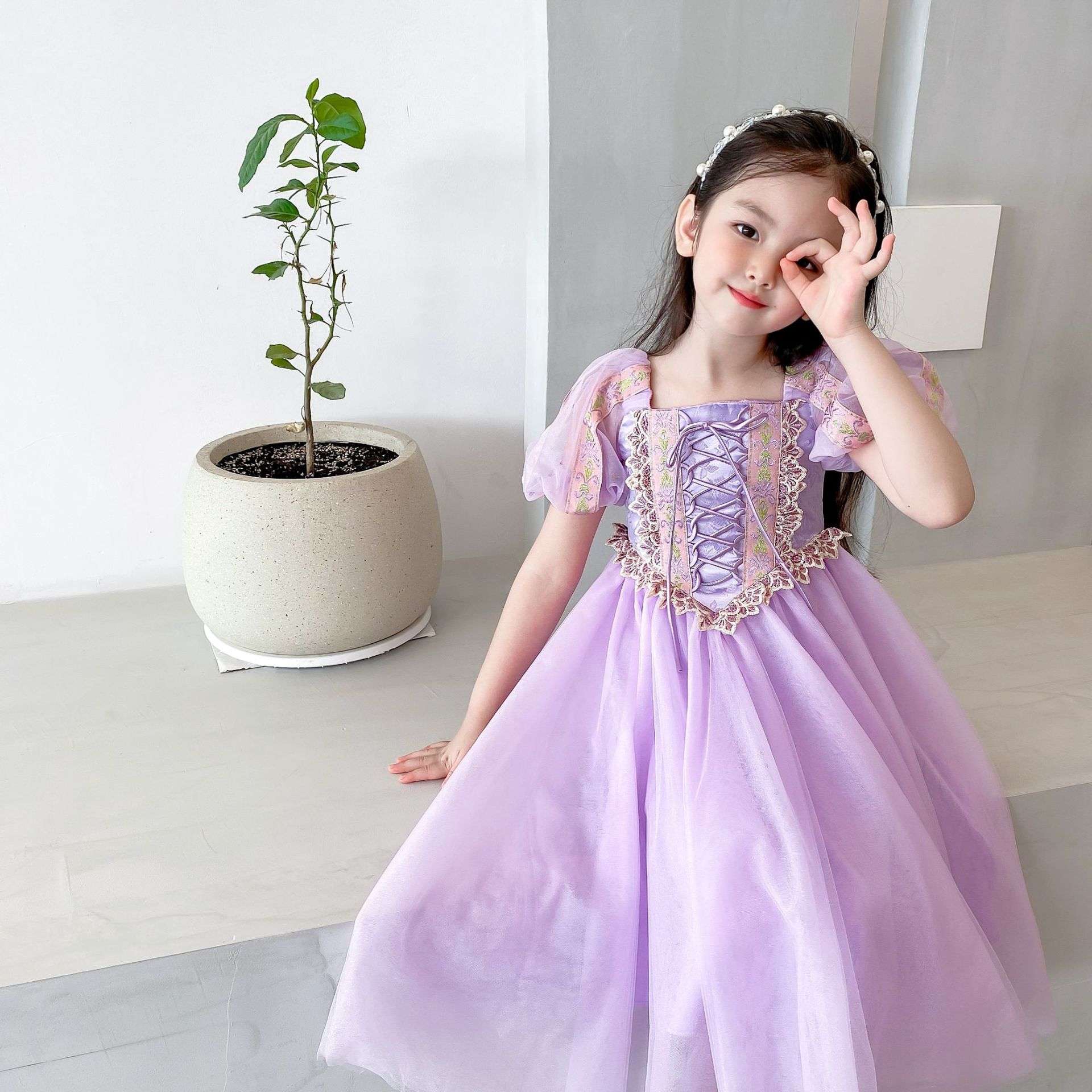 ピアノ発表会 結婚式用 子どもドレス ディズニー ラプンツェル風 プリンセス夢見るドレス