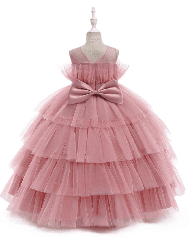 ピアノ発表会 結婚式用 子どもドレス 段フリルが目を惹くクラシカルなドレス