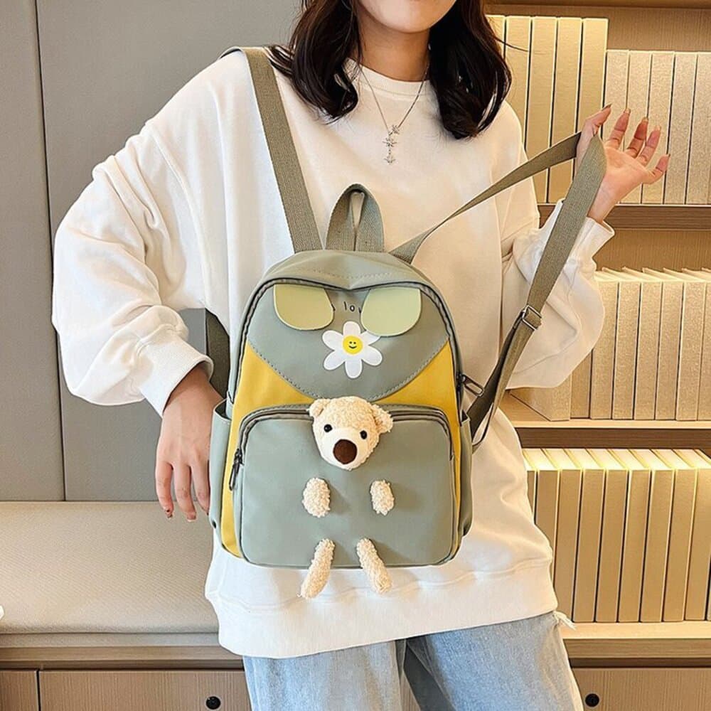 子ども服 子どもリュック くまちゃん付き春色リュック