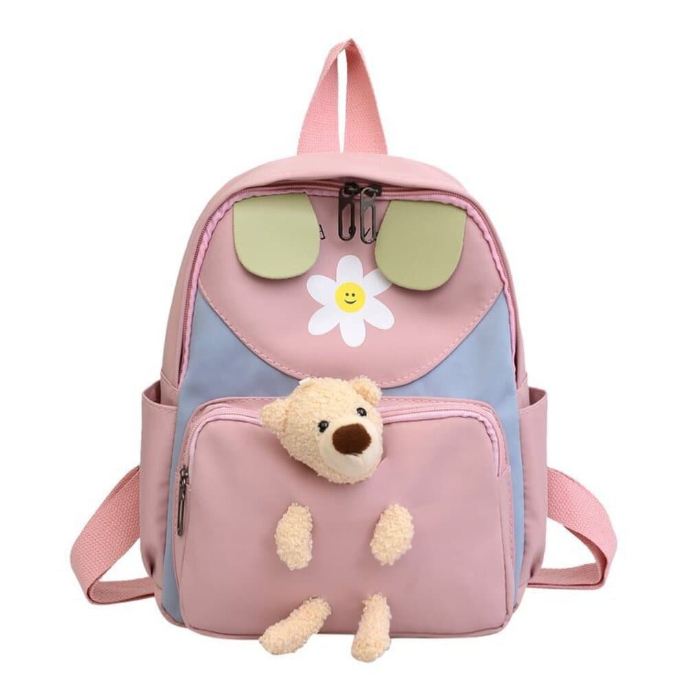 子ども服 子どもリュック くまちゃん付き春色リュック
