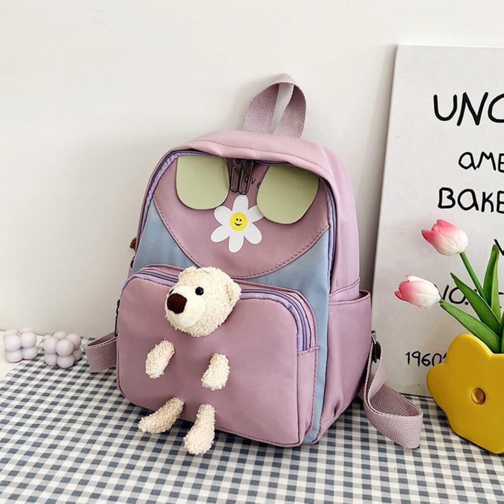 子ども服 子どもリュック くまちゃん付き春色リュック