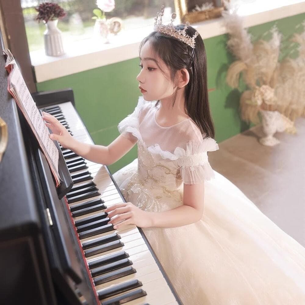 ピアノ発表会 結婚式用 子どもドレス セレブカラー フラワーガールドレス