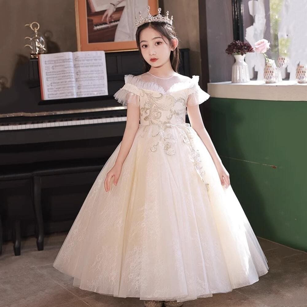 ピアノ発表会 結婚式用 子どもドレス セレブカラー フラワーガールドレス