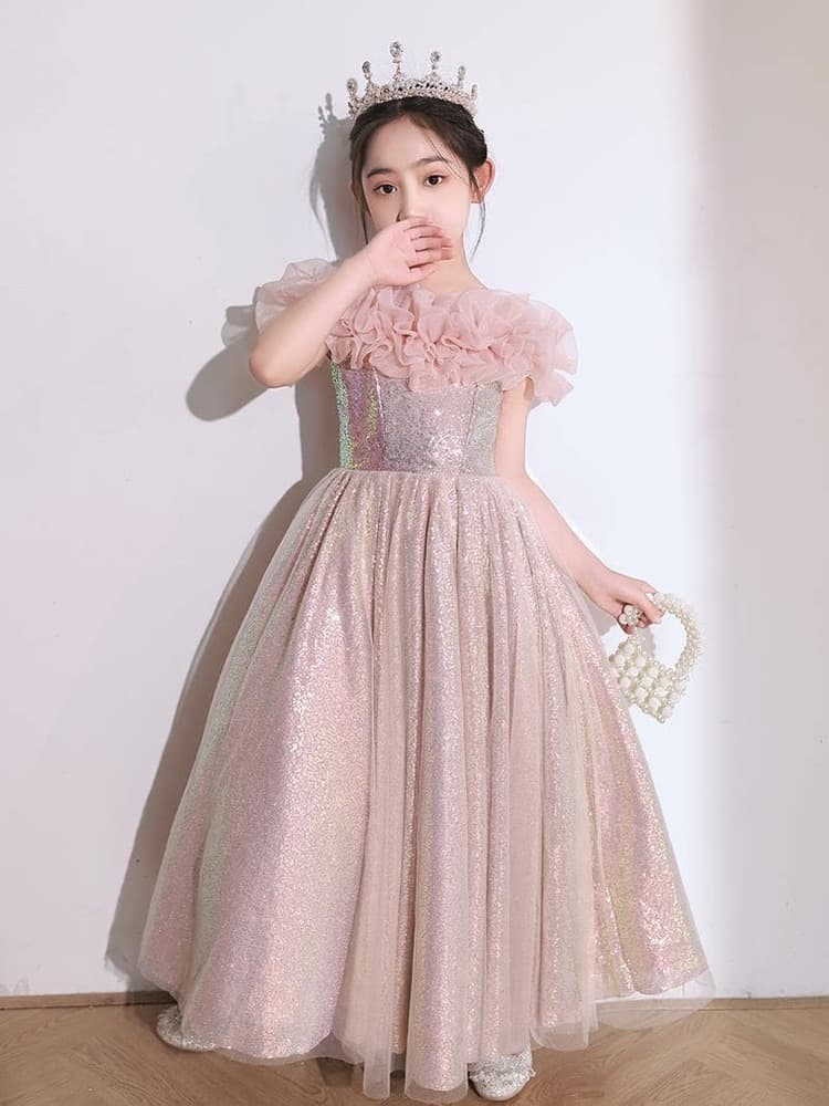 ピアノ発表会 結婚式用 子どもドレス ラグジュアリー仕様 半袖ドレス