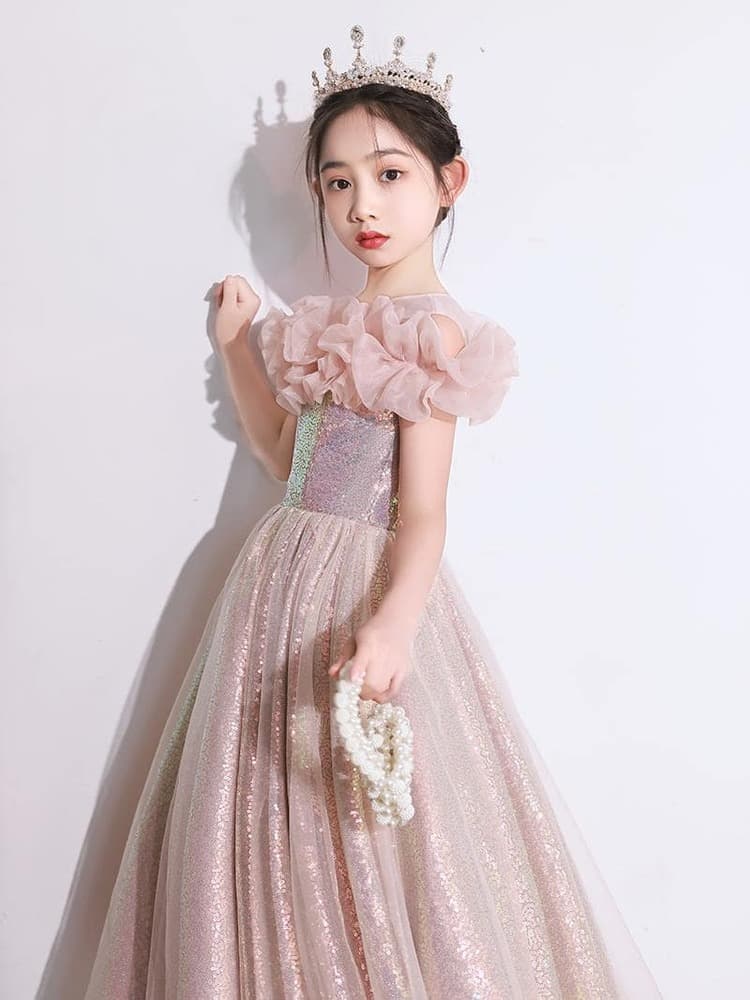 ピアノ発表会 結婚式用 子どもドレス ラグジュアリー仕様 半袖ドレス