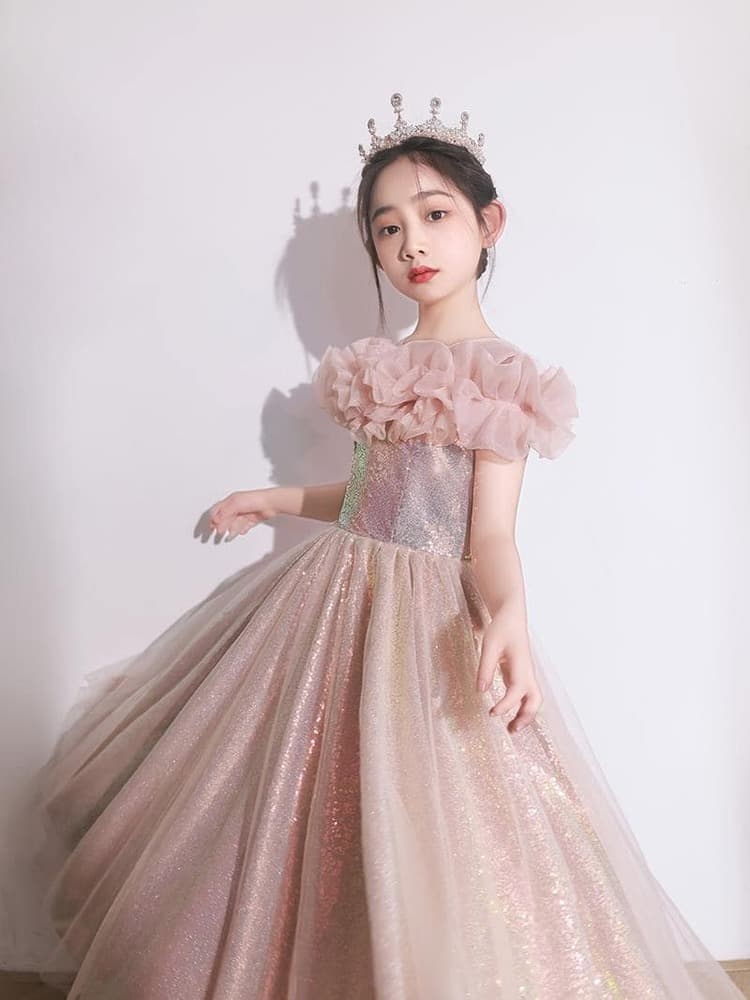 ピアノ発表会 結婚式用 子どもドレス ラグジュアリー仕様 半袖ドレス