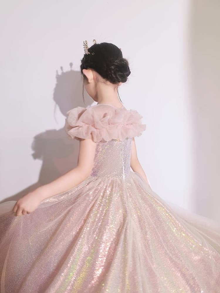 ピアノ発表会 結婚式用 子どもドレス ラグジュアリー仕様 半袖ドレス