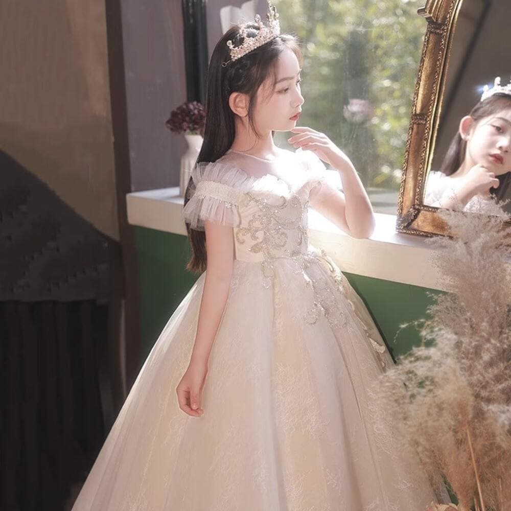 ピアノ発表会 結婚式用 子どもドレス セレブカラー フラワーガールドレス
