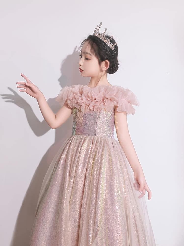 ピアノ発表会 結婚式用 子どもドレス ラグジュアリー仕様 半袖ドレス