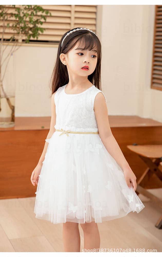 ピアノ発表会 結婚式用 子どもドレス スリーブトップスバタフライ キッズドレス