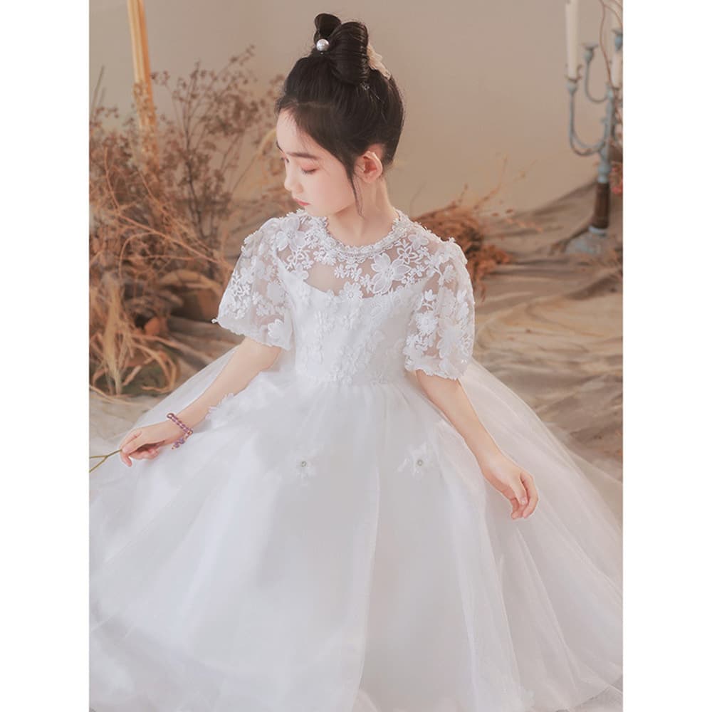 ピアノ発表会 結婚式用 子どもドレス ディズニー フラワーレース プリンセスキッズドレス