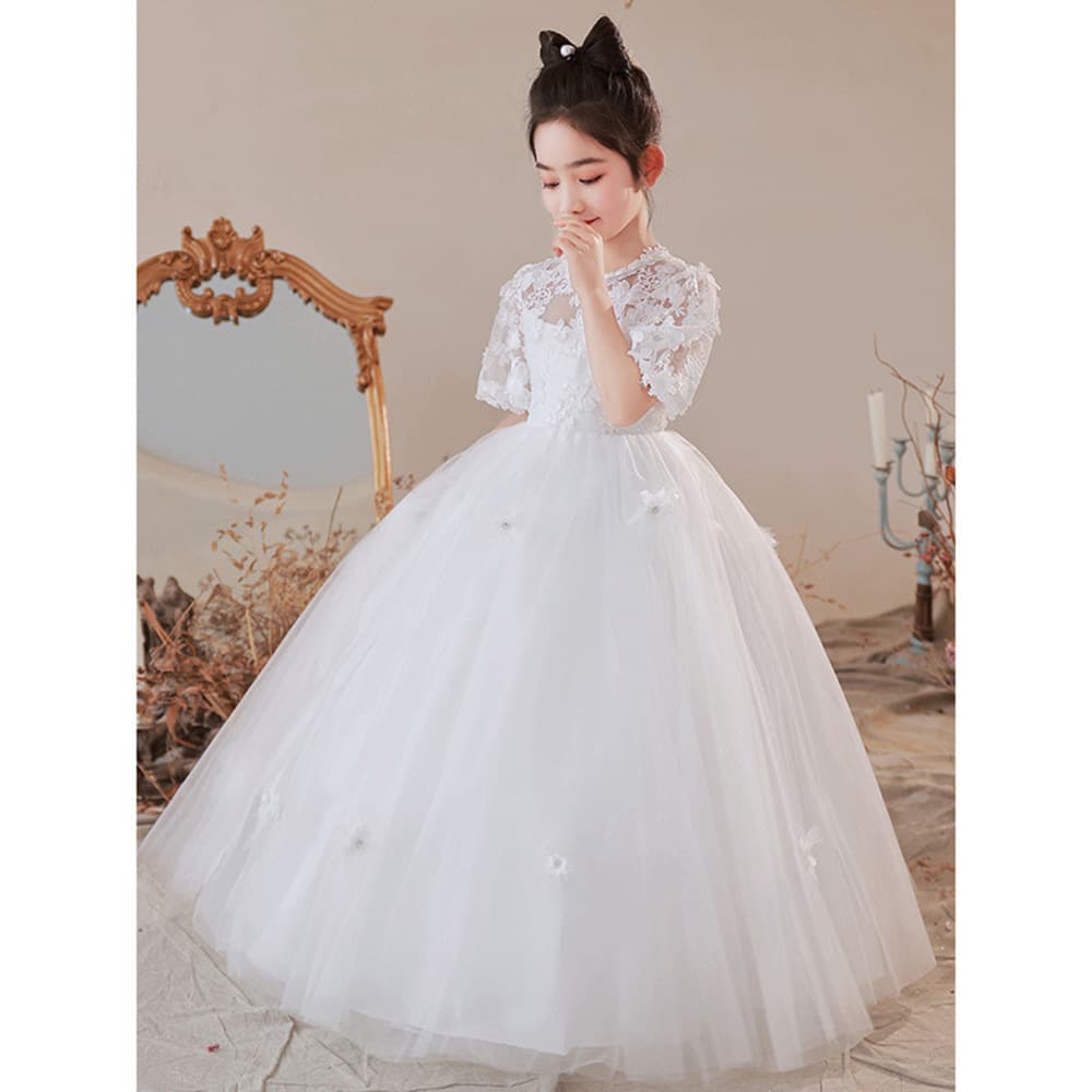ピアノ発表会 結婚式用 子どもドレス ディズニー フラワーレース プリンセスキッズドレス