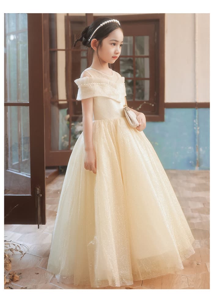 ピアノ発表会 結婚式用 子どもドレス ディズニー オフショル風パール刺繍 キッズドレス