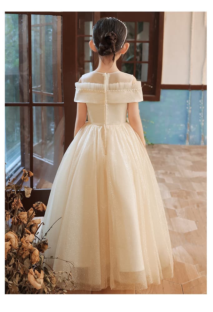 ピアノ発表会 結婚式用 子どもドレス ディズニー オフショル風パール刺繍 キッズドレス