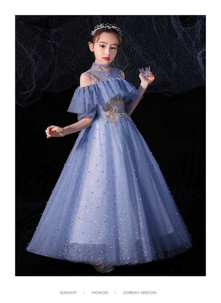ピアノ発表会 結婚式用 子どもドレス ディズニー シンデレラ風エレガントスパンコールドレス