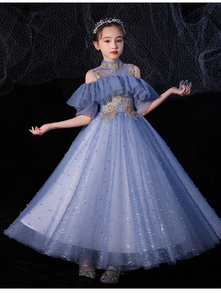 ピアノ発表会 結婚式用 子どもドレス ディズニー シンデレラ風エレガントスパンコールドレス