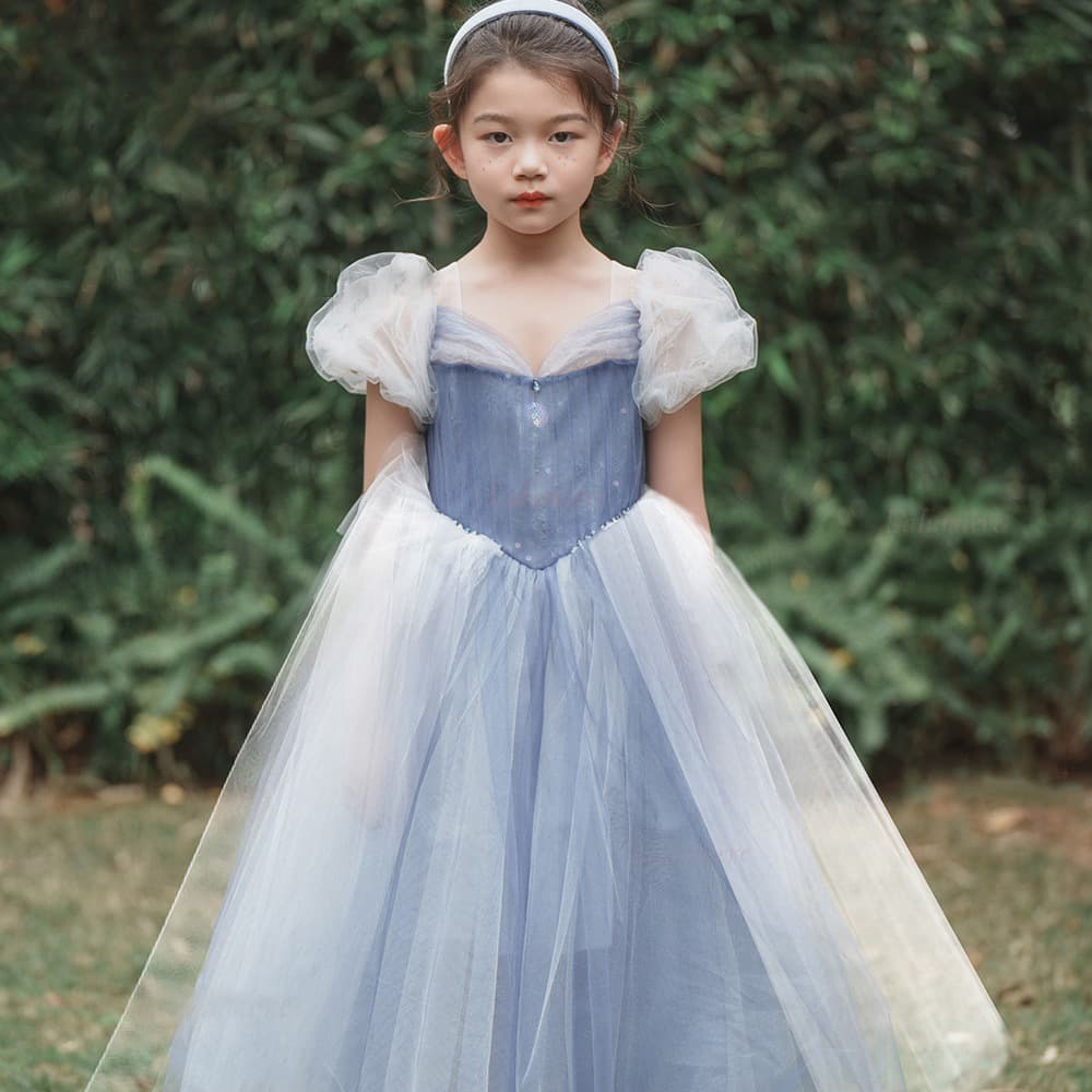 ピアノ発表会 結婚式用 子どもドレス ディズニー プリンセス シンデレラ風アイスブルードレス