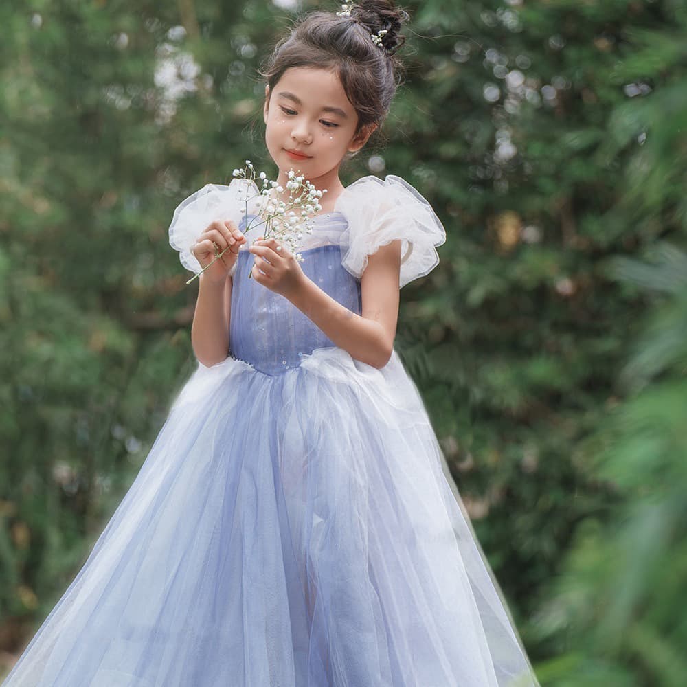 ピアノ発表会 結婚式用 子どもドレス ディズニー プリンセス シンデレラ風アイスブルードレス