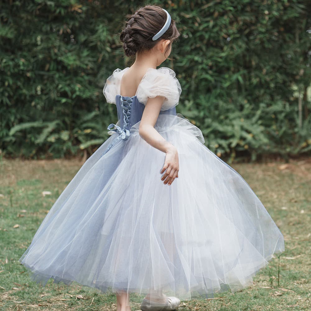 ピアノ発表会 結婚式用 子どもドレス ディズニー プリンセス シンデレラ風アイスブルードレス