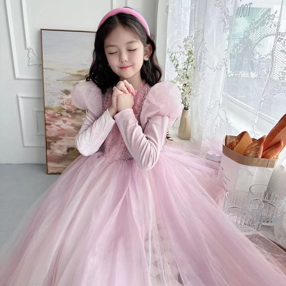 ピアノ発表会 結婚式用 子どもドレス ディズニー ピンクパープルふんわりチュールドレス