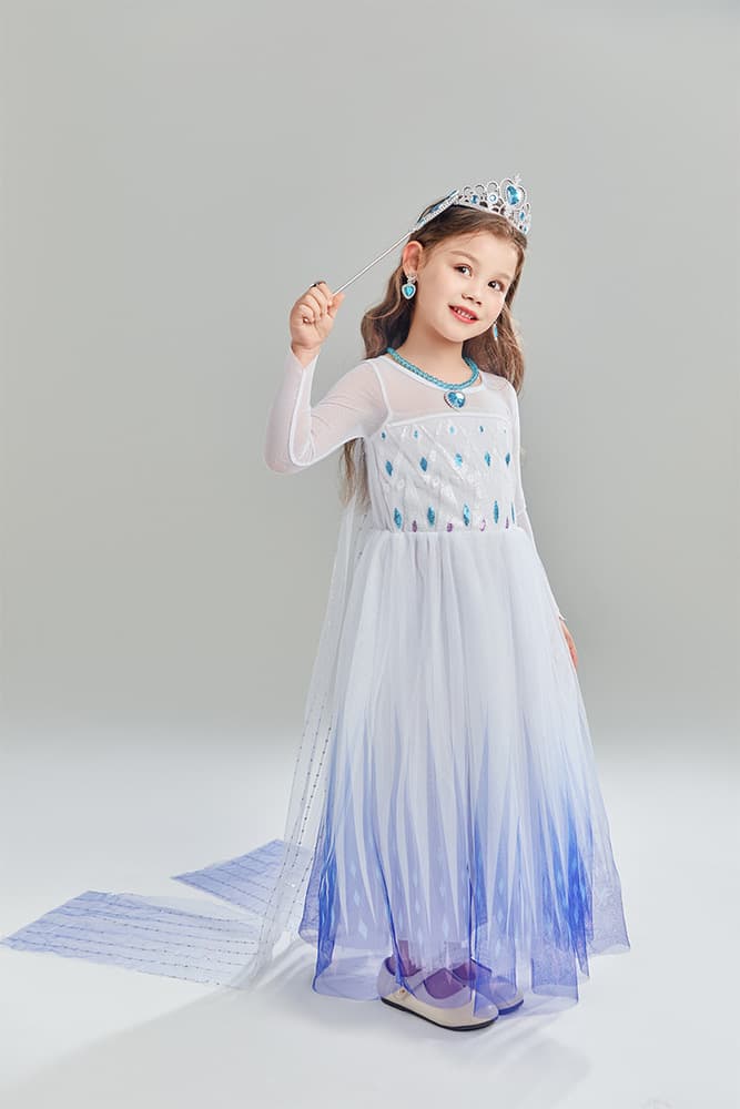 ピアノ発表会 結婚式用 子どもドレス ディズニー 雪のプリンセス ホワイトキッズドレス