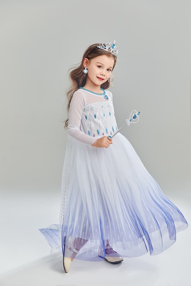 ピアノ発表会 結婚式用 子どもドレス ディズニー 雪のプリンセス ホワイトキッズドレス