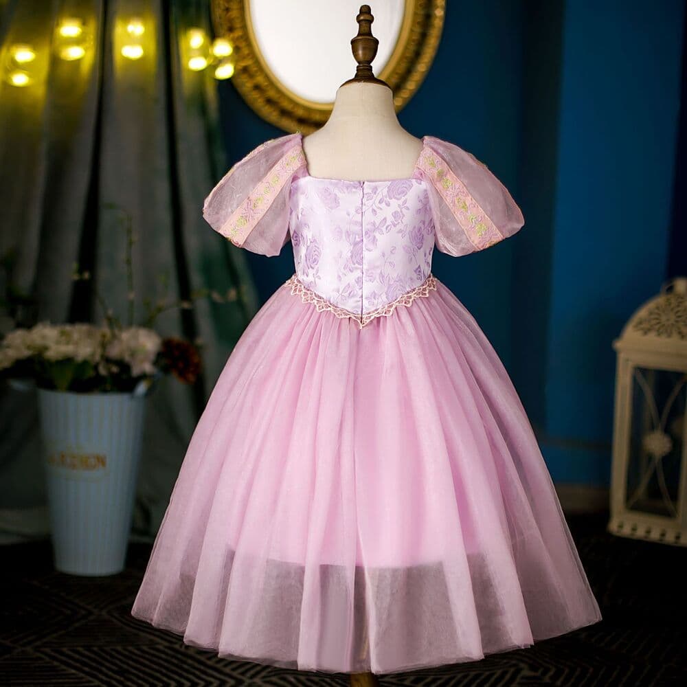 ピアノ発表会 結婚式用 子どもドレス ディズニー キラキラ光るパフスリーブプリンセスドレス